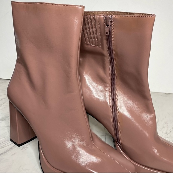 New! Jeffrey Campbell Maximal Square Toe Pink Leather Heeled Bootie 11 - Picture 10 of 15